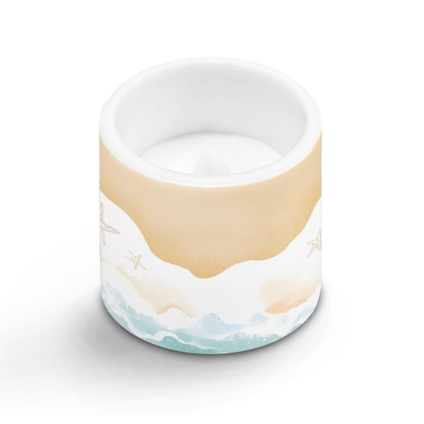 NETILGEN Beach Ocean Wave Decorative Flameless LED Pillar Candles with Timer Remote Control 4 Packs Set 3 inch Realistic Flickering Candles with Battery Powered