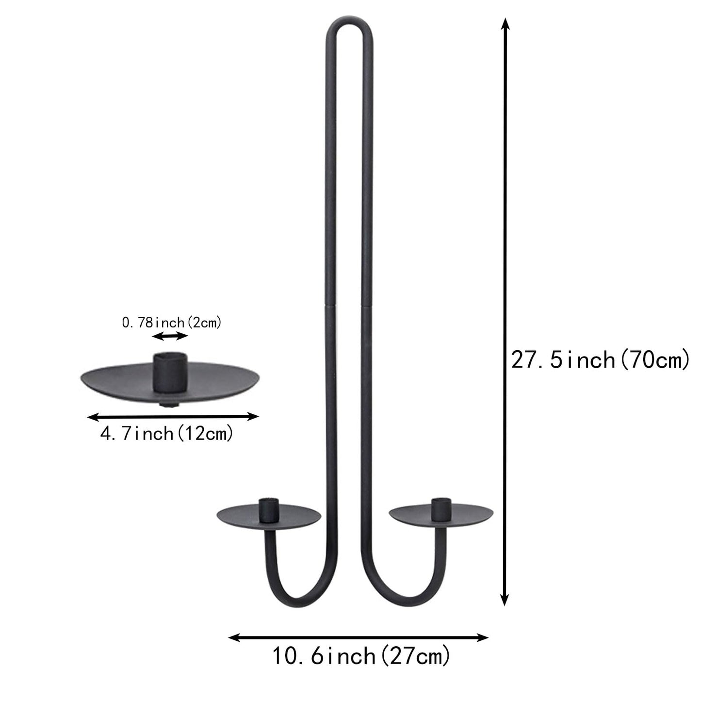 Wall Sconce Candle Holder Metal Hanging Wall Decorations for Home,Living Room, Bathroom, Dining Room, Set of 2（Black