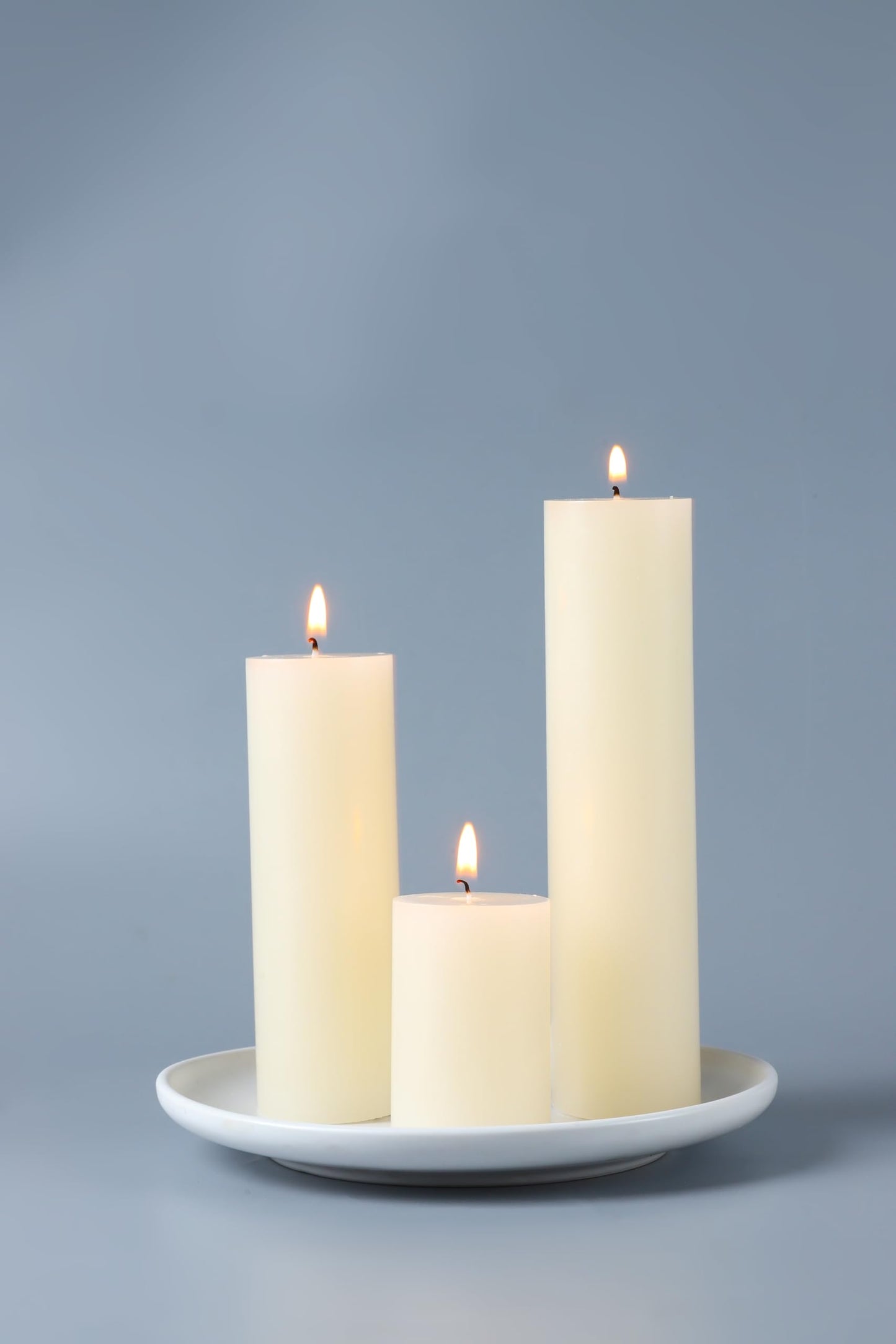 EAKE 36 Pcs Pillar Candles, Unscented Ivory White Pillar Candles, Smokeless Long Burning Wax Candles for Wedding Centerpieces, Valentines Day, Fireplace, Special Occasion, 2 in by 3, 5.9, 7.8IN