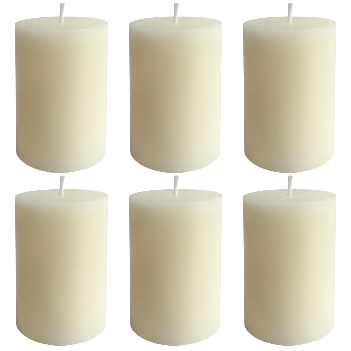 6 Pack 2x3 inch Pillar Candles, Ivory Unscented Votive Candle for Celebration Home Decoration, Dripless and Long Burning Time