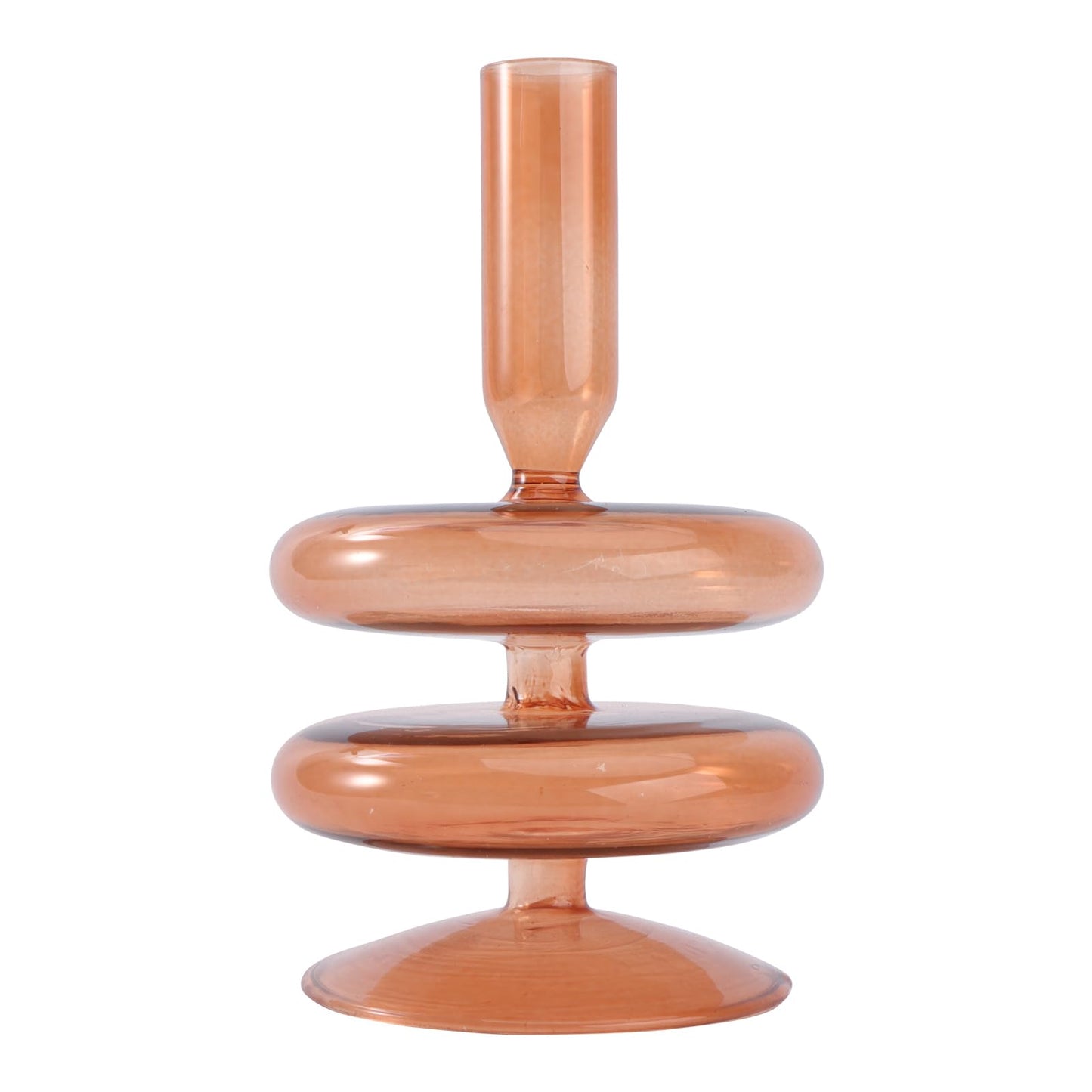 Glass Taper Candle Holder Candlestick Holders Pillar Candle Stand Home Decor for Wedding Valentines Day Birthday Party Centerpiece Brown