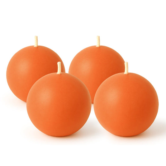 Biedermann & Sons Cantaloupe Round Candles (Set of 4), Unscented Dripless Balls, 2.5" Spheres, 8 Hour Burn, for Table Centerpieces and Seasonal Styling