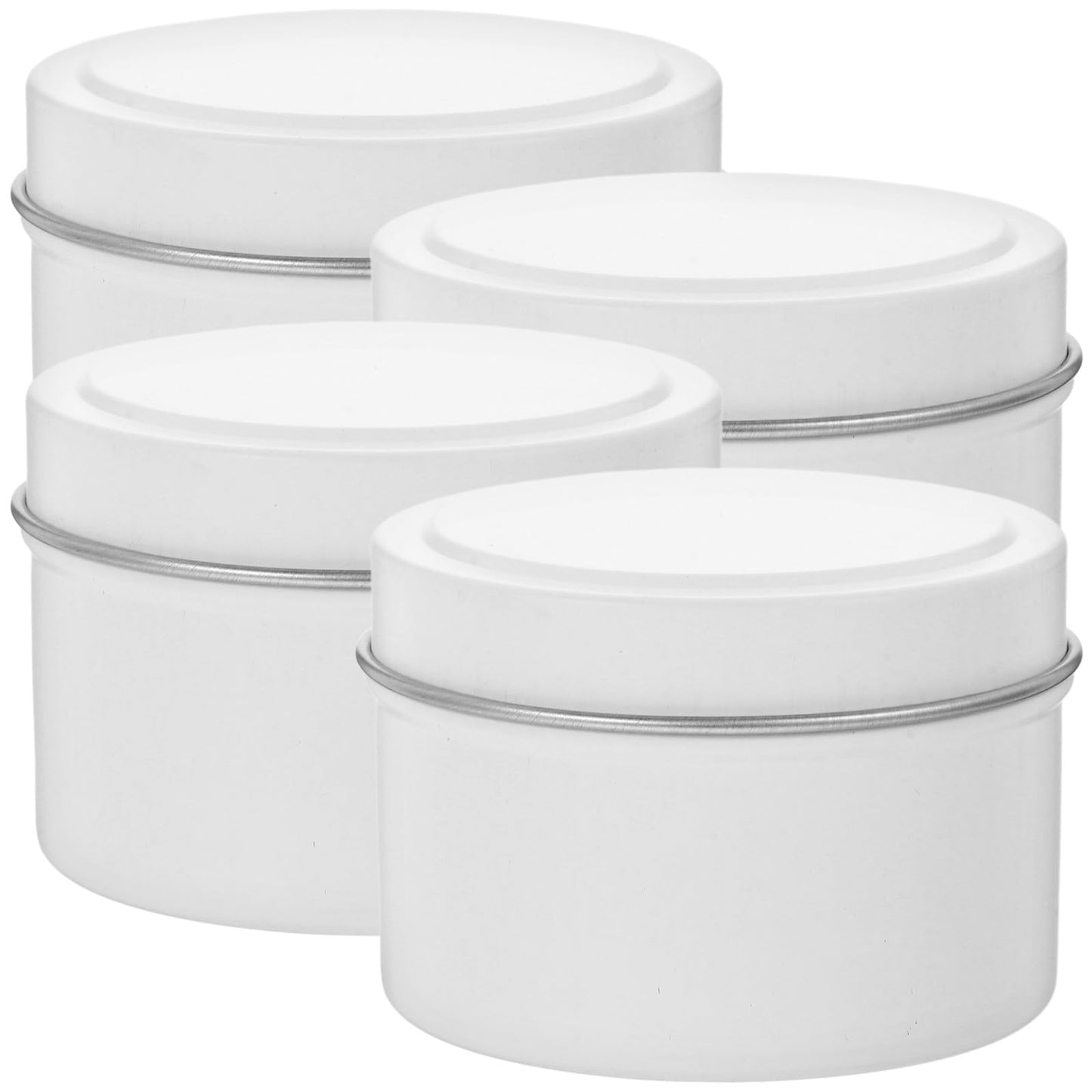 HYTROVE 4oz Tin Candle Jars with Lids Small Metal Tea Light Candle Holders Silver Interior Set of 4 for Home and Travel Use