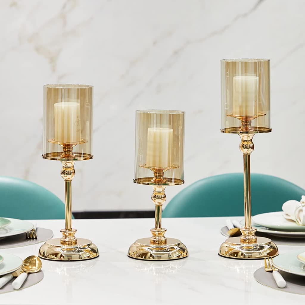 Candlestick Holders European Metal Crystal Candle Lantern Gold Candle Holders Wedding Centerpieces Center Table Candlesticks Parties Home Decor Candle Holders (Color : A)