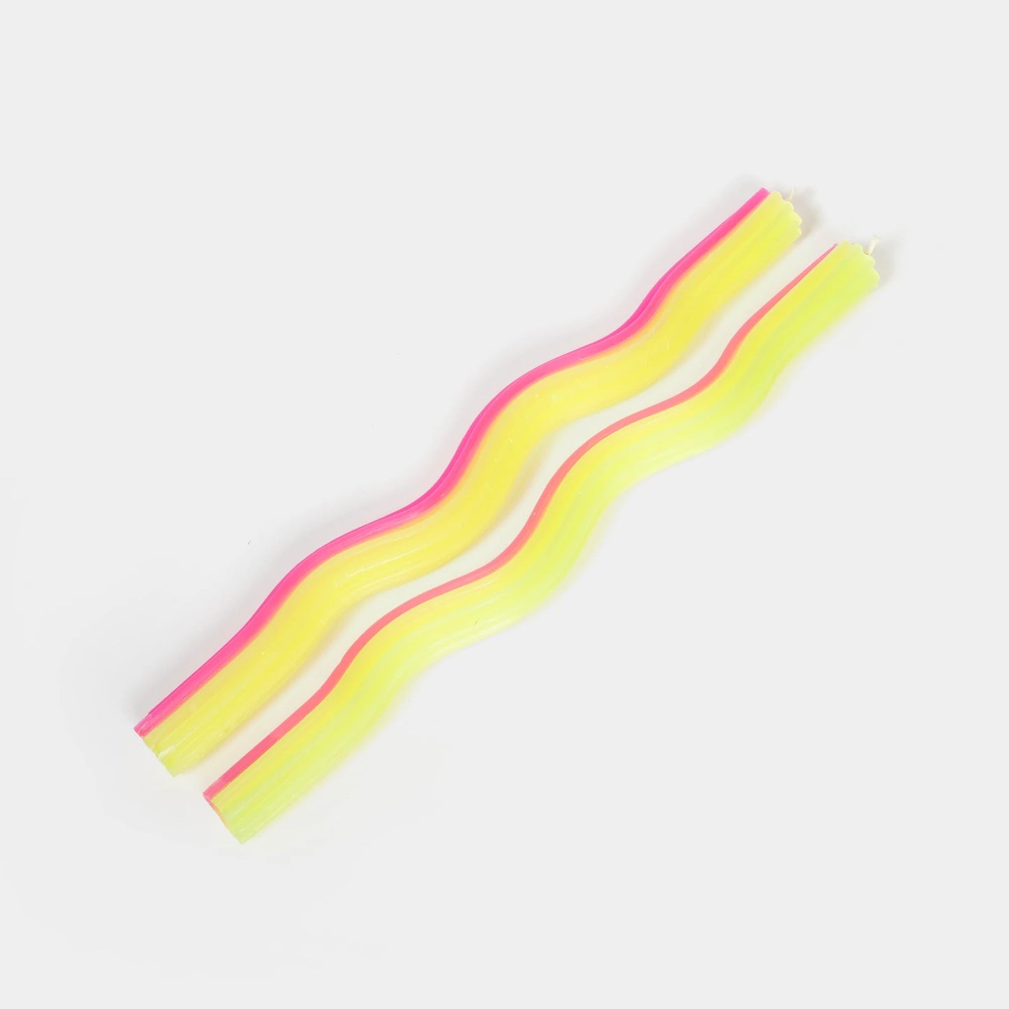 Wiggle Candles (2 Pack) - Joyful Dancing Design Taper Candlesticks | Bright Colors | 7/8” diam x 11” Length | Designed by Lex Pott | Made in USA (Yellow & Pink)