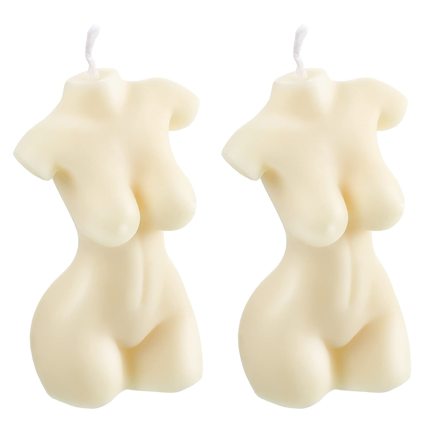 2 Pieces Female Body Shaped Soy Candle Woman Bust Candle Home Decoration for Christmas Bedroom Bathroom Aesthetic Decoration(White)