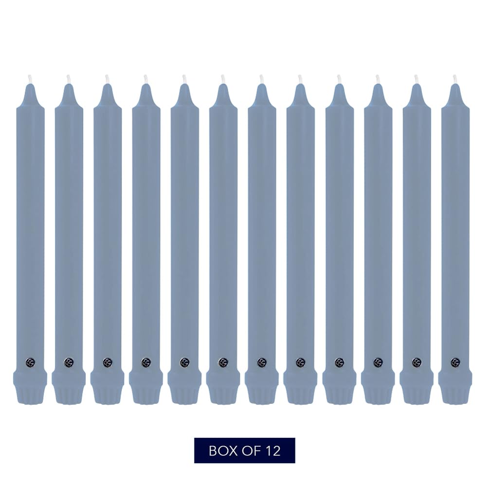 Colonial Candle Unscented Taper Candle, Classic Collection, Wedgewood, 12 in, Pack of 12 - Up to 10 Hours Burn