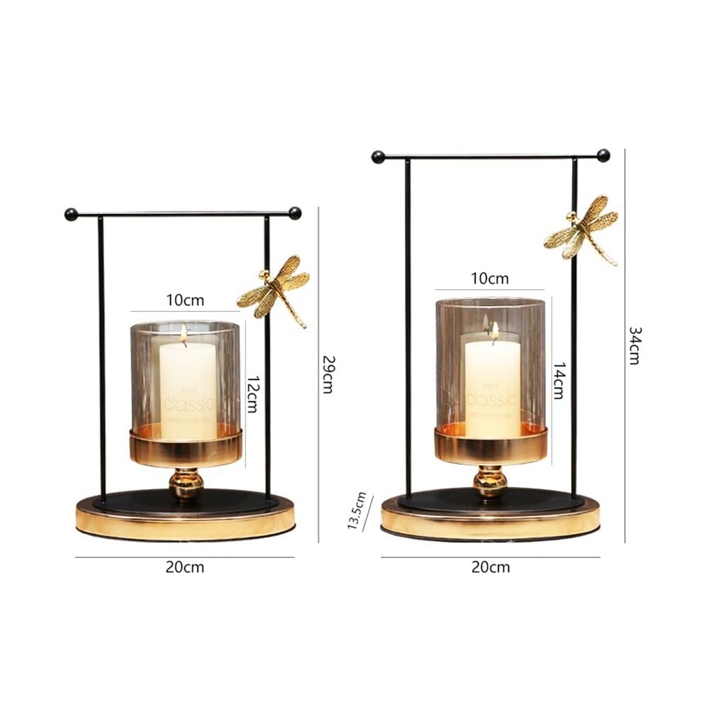 cfycfy987 Candelabra Luxury Glass Candlestick Living Room Dining Table Home Decoration Metal Candle Holder Candle Sticks Holder(Large)