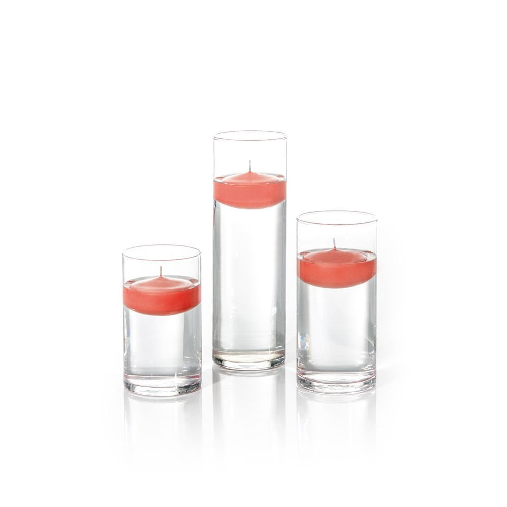 yummi Set of 18 Floating Candles and Cylinder Vases - Brick