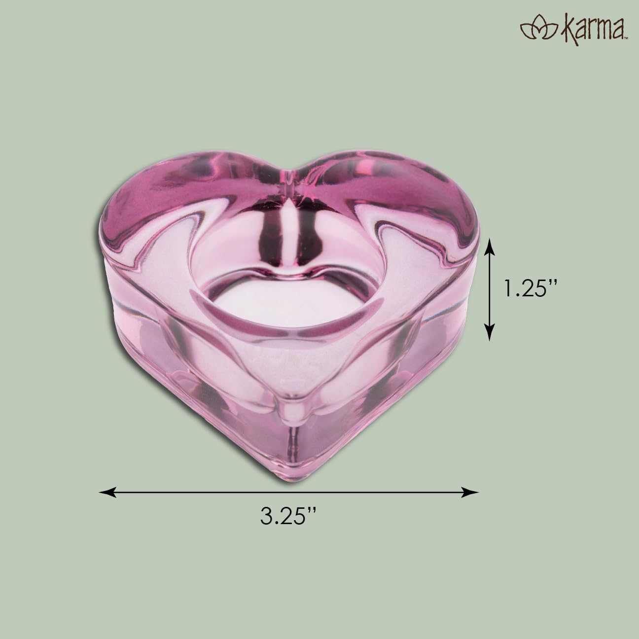 Karma, Glass Heart Tealight Holder, Chunky Glass Candle Holder Votive for Home and Party Decor, Wedding Table Centerpiece, Purple