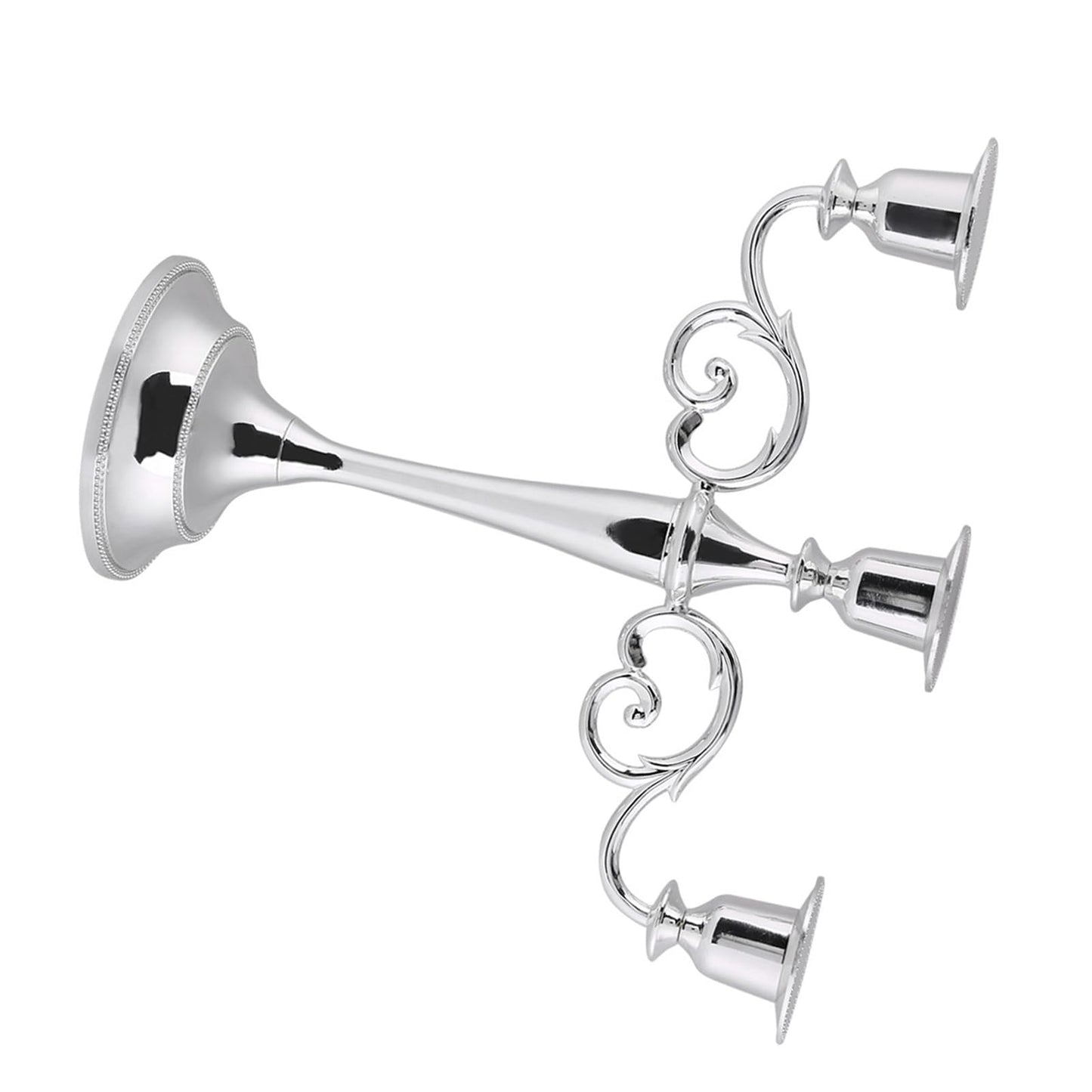 Sonew Premium 3 Arms Metal Candle Holder European Candelabra for Weddings & Home Decor (Silver)