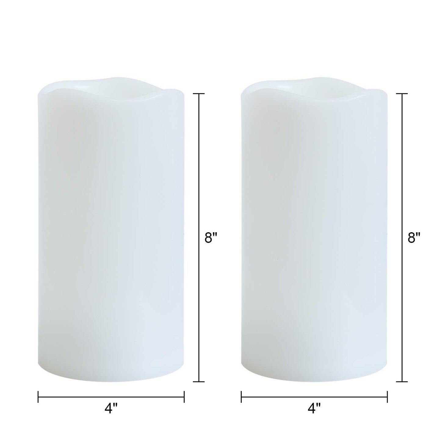 GenSwin Waterproof Outdoor Flameless Candles with Remote Timer, Battery Operated Large Flickering LED Pillar Candles for Indoor Outdoor Lanterns, Won’t Melt, Long-Lasting(White, Set of 2, 8” x 4”)