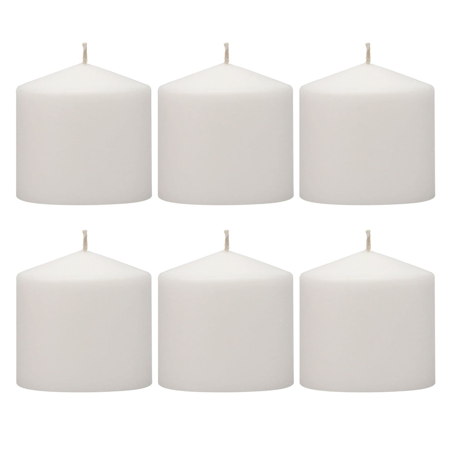 Stonebriar Bulk 48 Pack Unscented Smokeless Long Clear Cup Tea Light Candles with 8 Hour Extended Bu & 80 Hour Long Burning Unscented Pillar Candles, 3x3, White, Pack of 6