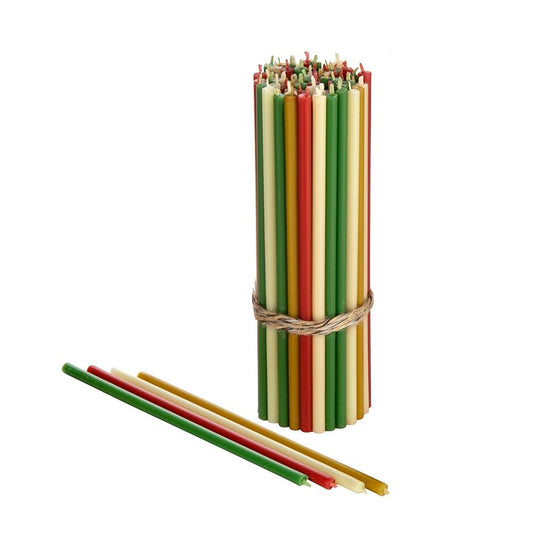 Danilovo Thin Taper Beeswax Candles - Honey-Scented, Decorative Candles Ideal for Birthday Decoration or Church Prayers - 4 Colors Drip Free, Tall & Smokeless Pack of 60 pcs, 6.5 x 0.22 inch