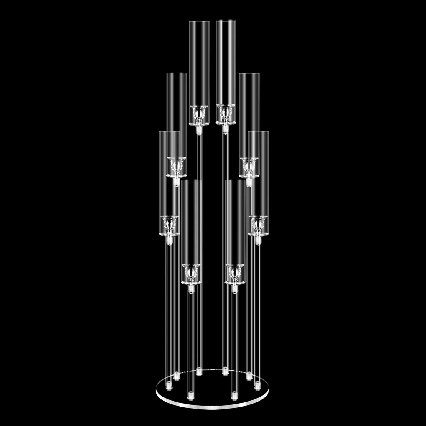 8 Arms Acrylic Candelabra Centerpieces for Wedding Table Decorations,38.5'' Tall Clear Candlesticks Holder with Acrylic Shade for Valentine's Day Dinner Party Fireplace Gift,Fits LED Candles