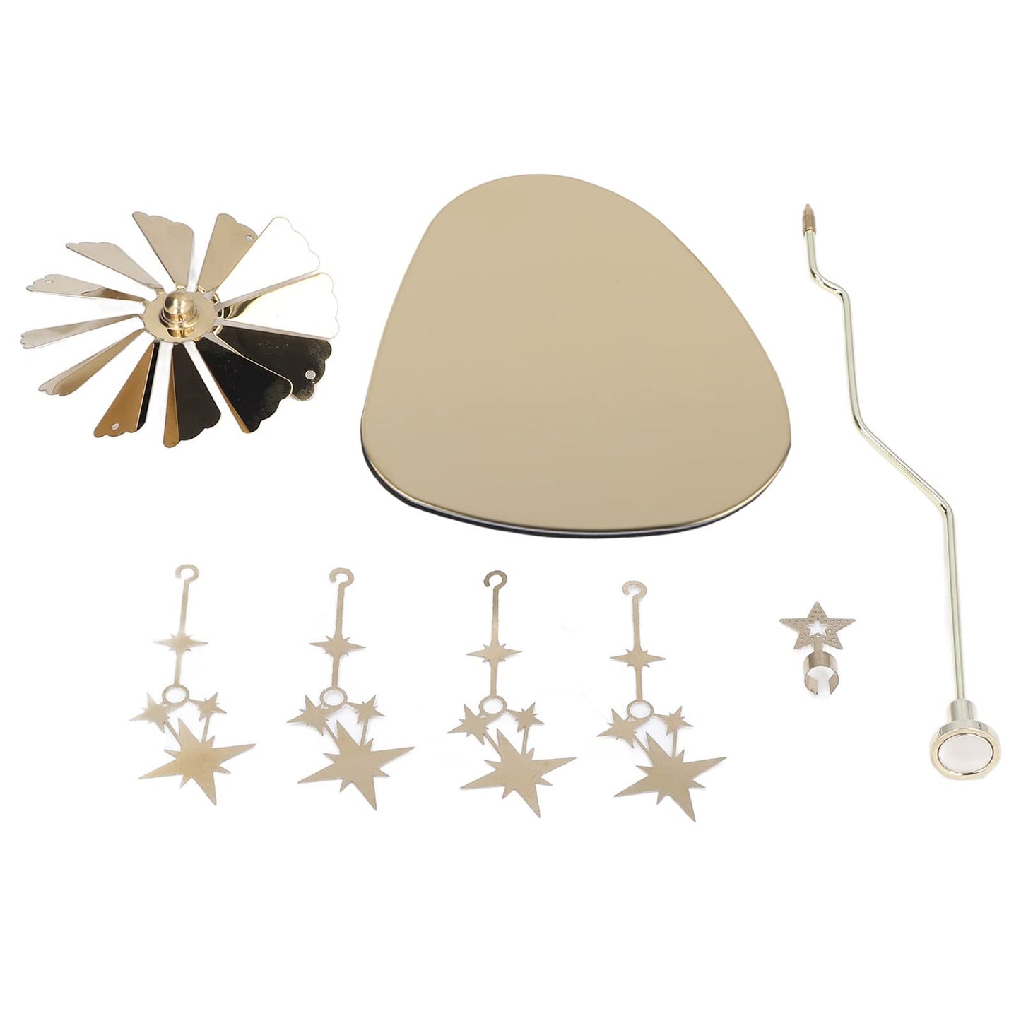 Rotating Candle Holder, Romantic Heat Activated Spinner Decoration for Home Wedding Stainless Steel Gold 13 x 10.5cm Tray 18cm Stand 1 Set