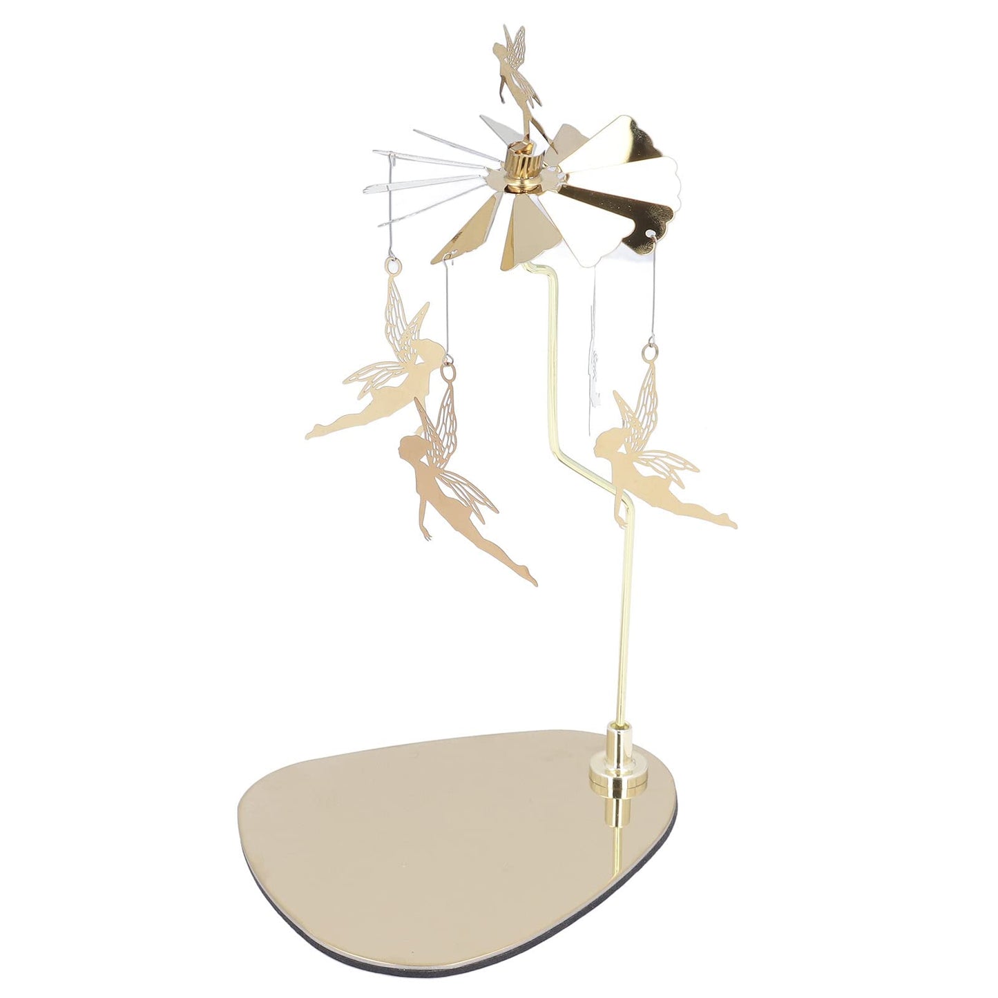 Candle Holder, Rotating Candle Holder, Round Plate Romantic European Stainless Steel Aromatherapy Candle Holder, Candlestick Holders Golden Little Magic Fairy (Without Candle Cup)