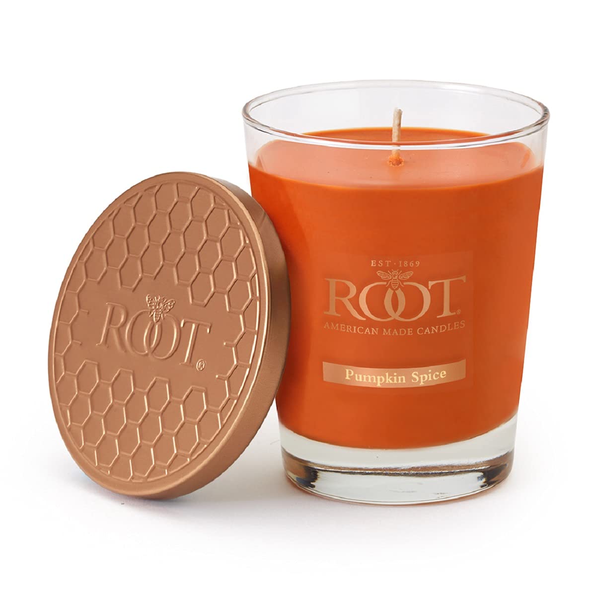 Root Candles Fall Scented Candles Honeycomb Premium Handcrafted Beeswax Blend Candle, Large Veriglass, Pumpkin Spice