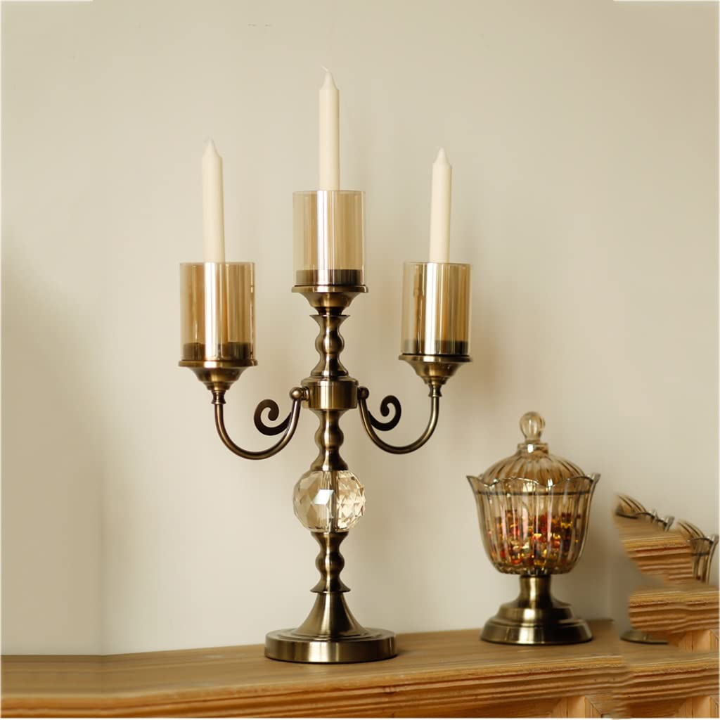Candlestick Holders Three-Headed Candle Holder Metal Pillar Candlestick for Wedding Party Candlelight Dinner Event Candelabra Table Decoration Ornament Candle Holders