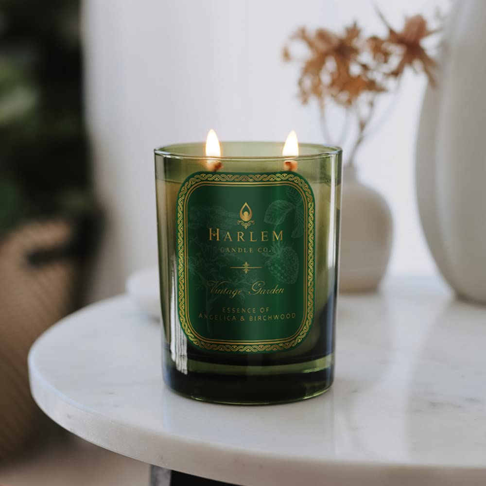 HARLEM CANDLE CO. Vintage Garden - Luxury Scented Soy Candle, 11 oz - 80-Hour Burn Time | Wild Berry, Rose, Absinthe, Angelica, Strawberry Musk, Birchwood | Scented Candles for Home