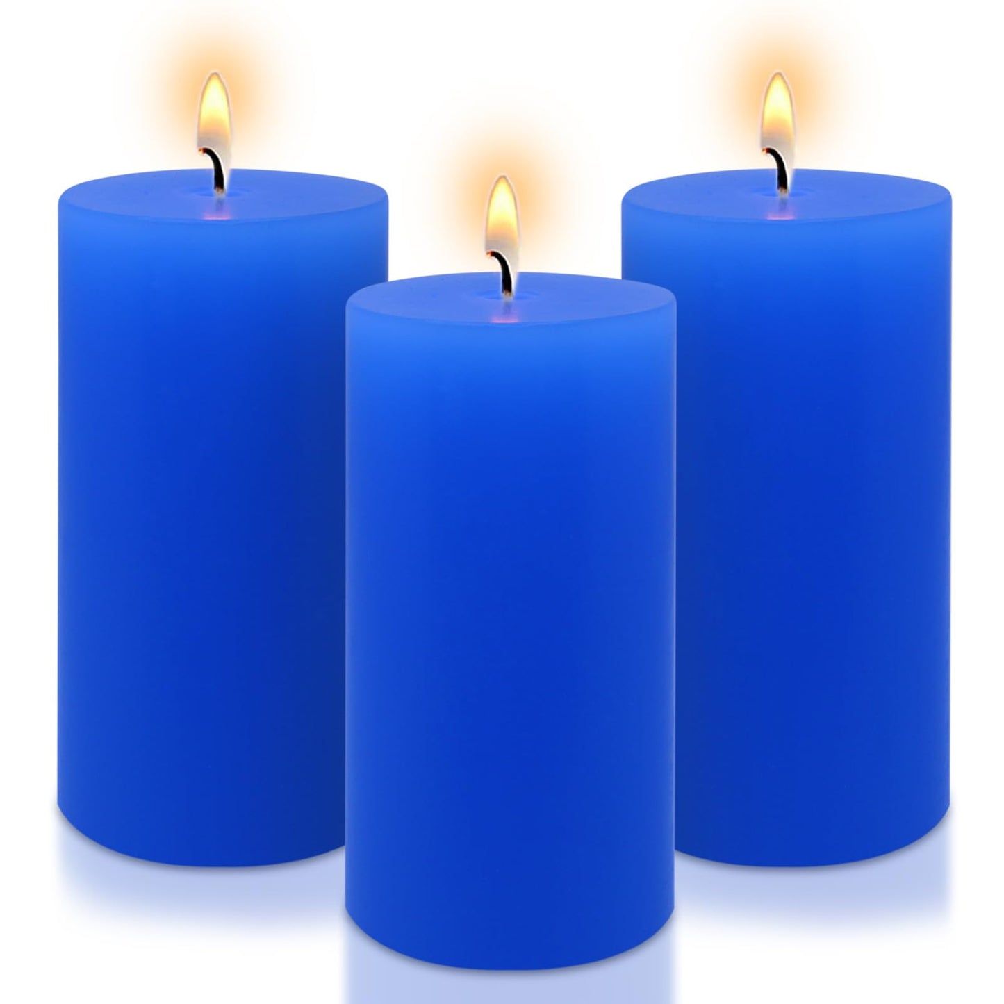 2.8" x 6" Hand-Poured Unscented Candle, Dripless Pillar Candle Set of 3, Approx 120 Hours Burn Time, Rustic Country Style, for Wedding, Dinner, Christmas and Home Decor, Dark Blue