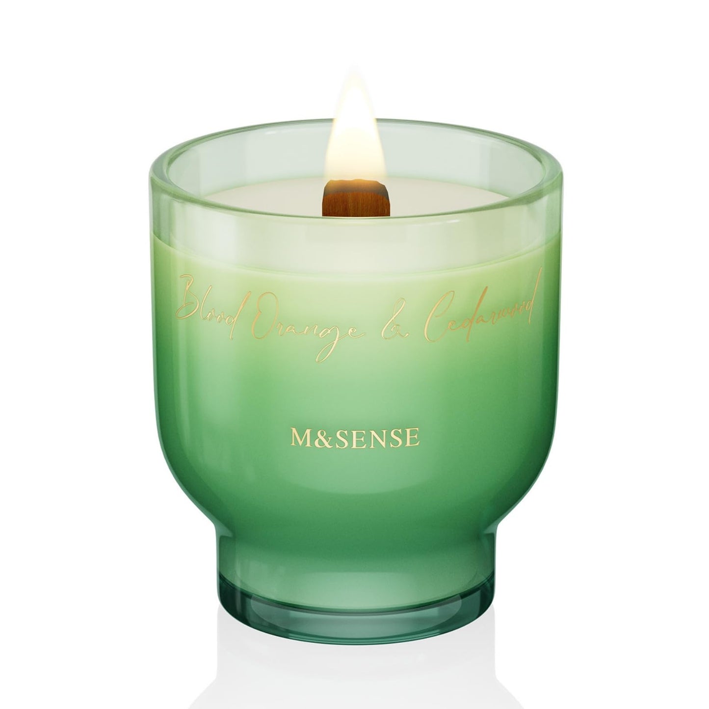 M&SENSE 9.9oz Natural Soy Wax Jar Candle with Wooden Wick | Blood Orange & Cedarwood Scent | 55-Hour Burn & Long-Lasting Burn | Housewarming Gift for Men and Women