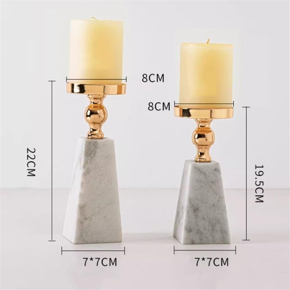 YUHUAWF Candle Holderss Marble Hardware Candle Holder Light Luxury High-end Aromatherapy Candle Holder Decorative Ornaments Decorative Candlestick(Black,Small)