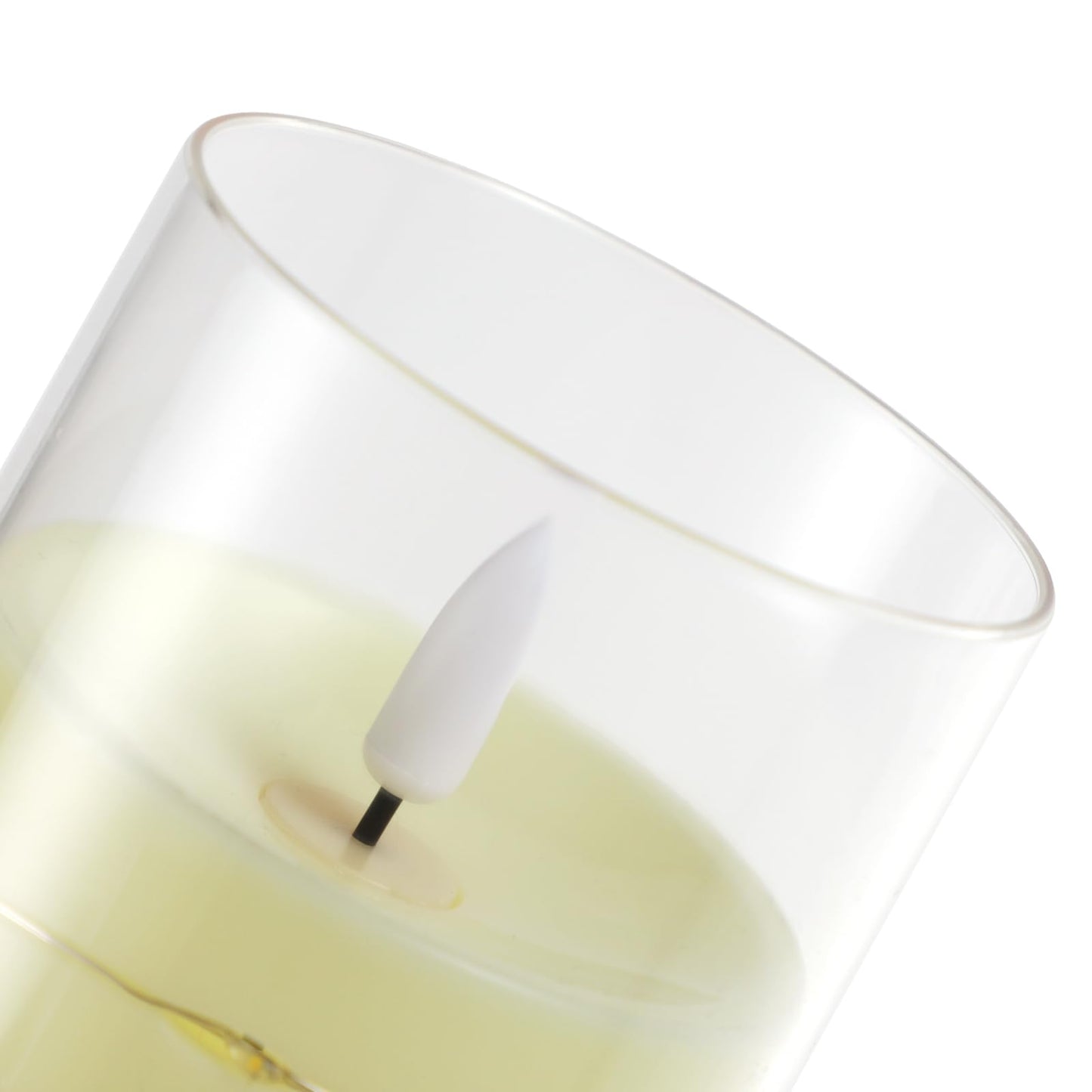 COVEGE Flickering Flameless Candles with Embedded String Lights - Acrylic Battery Operated Candles with Remote, LED Pillar Candles for Valentines/Wedding Home Decor（White）