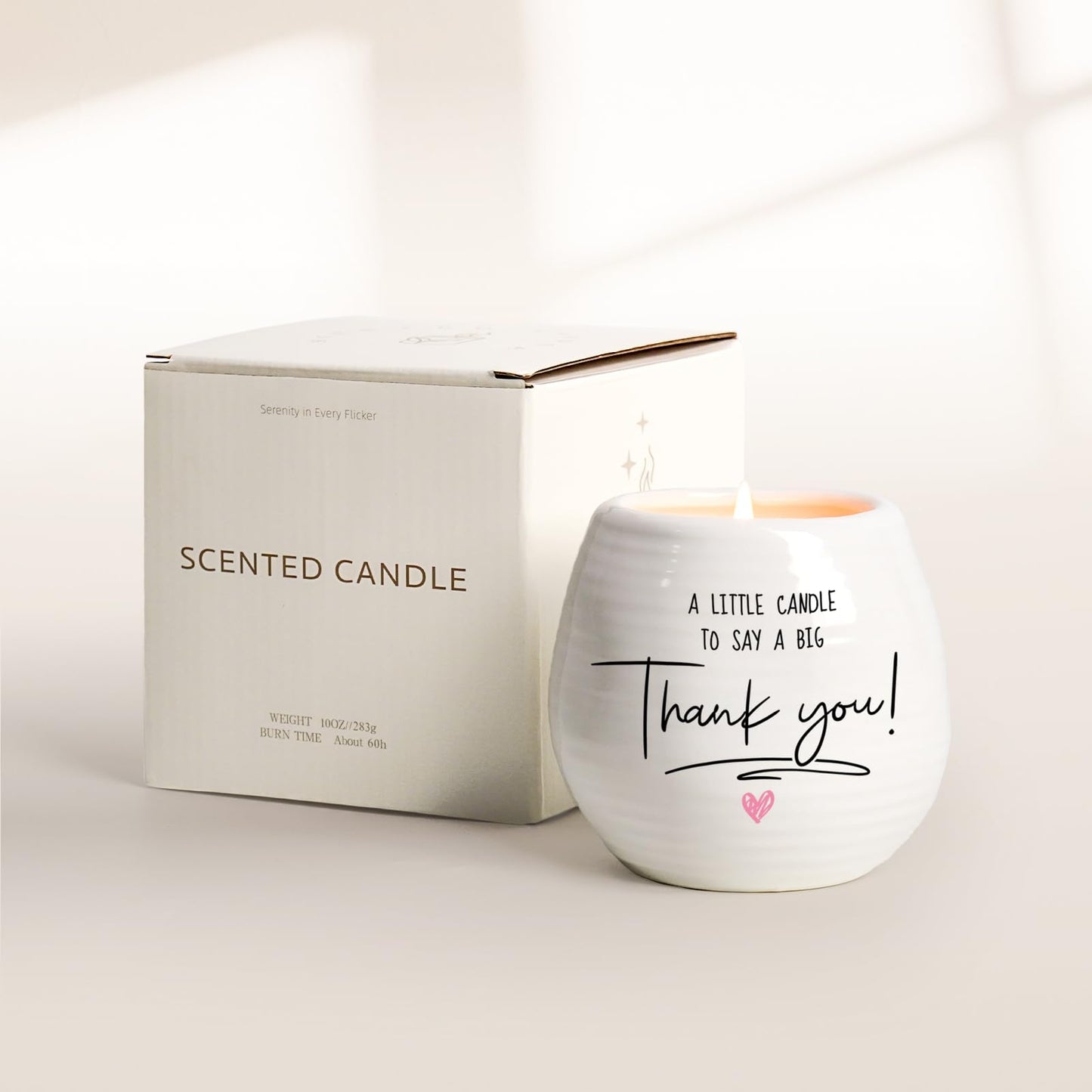 Thank You Gifts for Women Men, 10 Oz Handmade Ceramic Lavender Scented Candle, Hostess Gifts for Women, Thank You Candle, Appreciation Gift for Women Teacher Nurse Doctor Friends Coworkers Employee