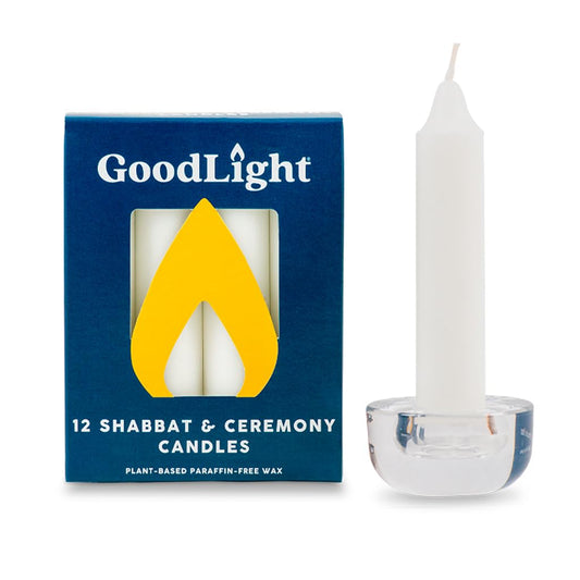 GoodLight Paraffin-Free Shabbat Shabbos Sabbath Candles - Pack of (12) White