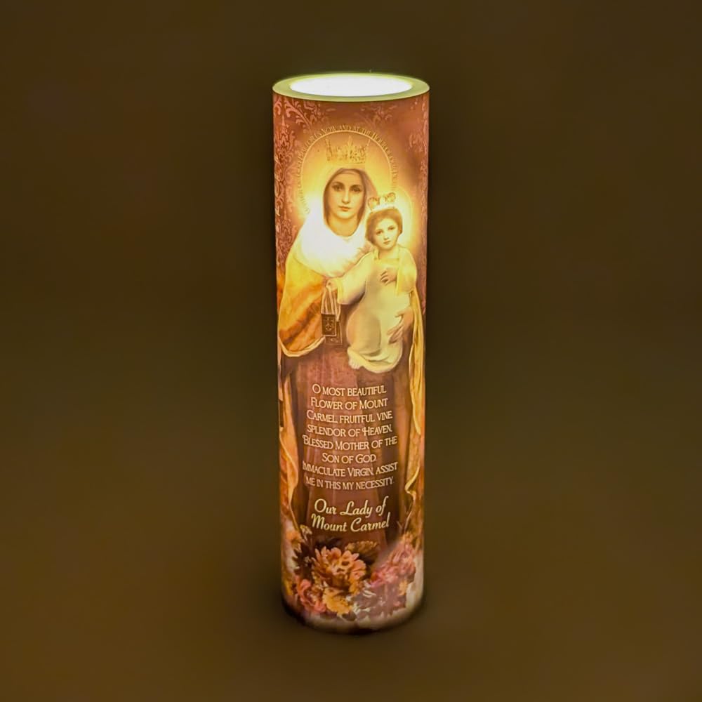 THE SAINTS COLLECTION Our Lady of Mount Carmel LED Flameless Devotional Prayer Candle