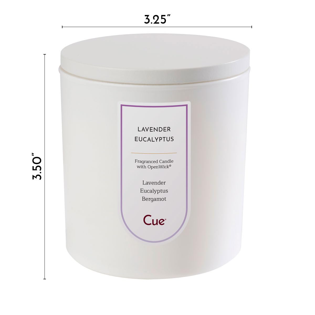 CUE Lavender Eucalyptus Scented Candle | Soy Coconut Wax Blend | Candle Gift for Women | Made in USA | 50 Hour Burn Time | 8.5oz White Color