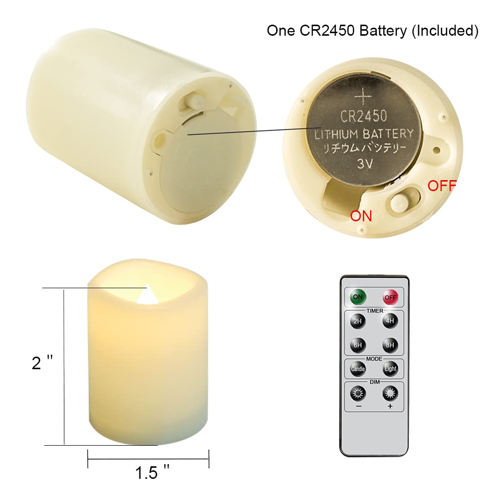 DRomance Flameless Flickering LED Votive Candles with Remote, Battery Operated TeaLights Battery Included,Warm White Light 1.5 x 2 inch Set of 6 for Christmas Decoration