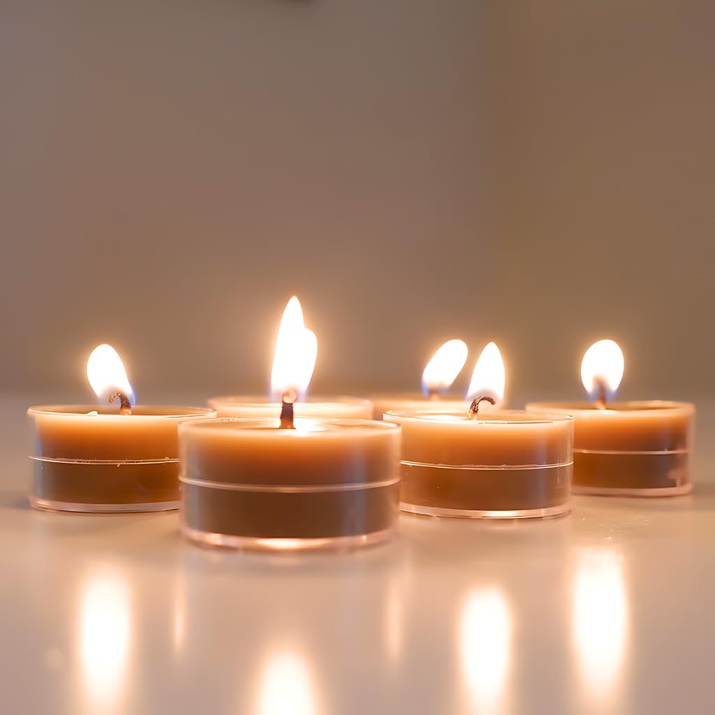 Candlestock Real Bayberry Tealight Candle 6 Pack – Pure Bayberry and Pure 100% USA Beeswax Blend – Dripless Tealight Candle Set