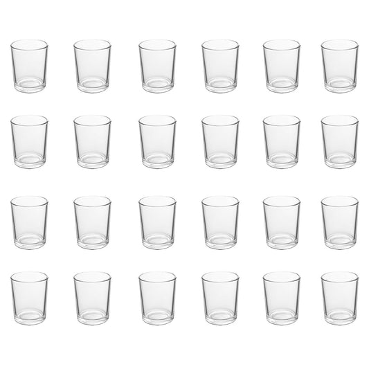 BTGLLAS 24pcs Clear Glass Tea Light Holders - Votive Candle Holders Bulk for Weddings Events - Glass Votives for Wedding Centerpieces, Christmas, Thanksgiving - Candle Accessories Decor (24, Clear)