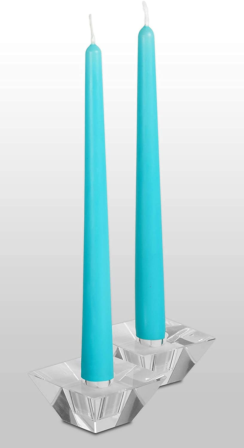 Hyoola Tall Taper Candles Bulk - 10 Inch Light Blue Turquoise Unscented Dripless Taper Candles - 8 Hour Burn Time - 96 Pack
