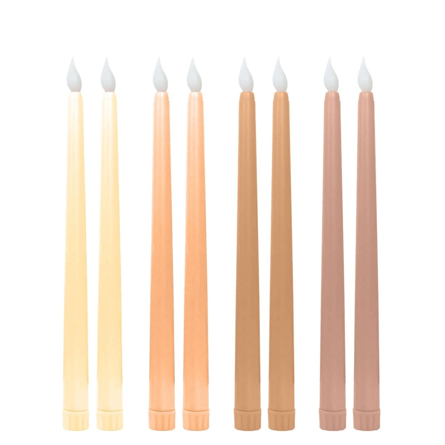 Efavormart 8 Pack Mixed Natural Flameless LED Taper Candles, 11" Flickering Battery Operated Candles for Elegant Wedding Reception & Home Ambiance