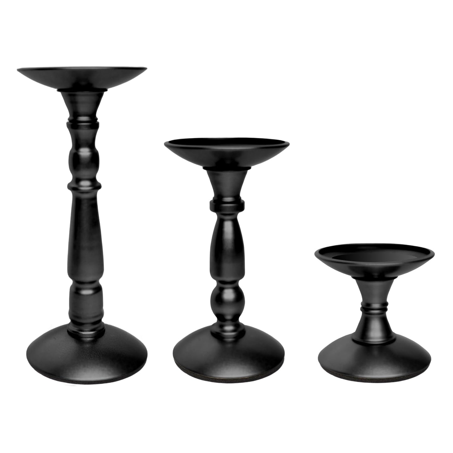 Bryzont Black Tall Pillar Candle Holders Metal Large Candle Stand Set of 3 for Pillar Candles, Dining Table Centerpiece, Fireplace Matel, Living Room, Farmhouse Home Decor, Party