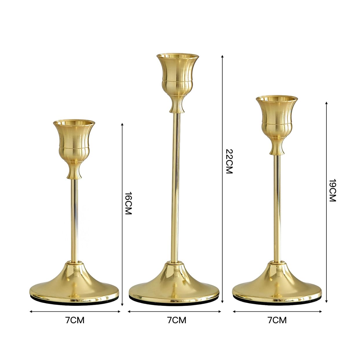 Candle Holders: Set of 3 Gold Candle Stick Holders - Metal Candlestick Holders for Home Christmas Wedding Table Centerpiece Mantle Decor (Golden Cup)