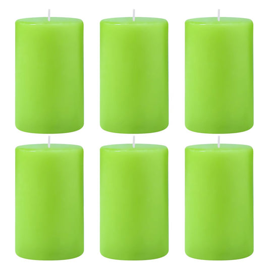 6 Packs Unscented 2.75x4 Inch Light Green Colored Pillar Candles, Non-Toxic Dripless Cylinder Wax Candles for Home Table Holiday Party Spa Decor Emergency Power Outage
