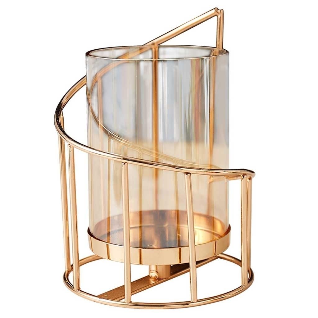 Candlestick Holder Golden Metal Candle Holder Multifunctional Glass Vase Glass Candle Holder Table Decoration Candle Modern Home Decoration Candle Holders (Size : Small)