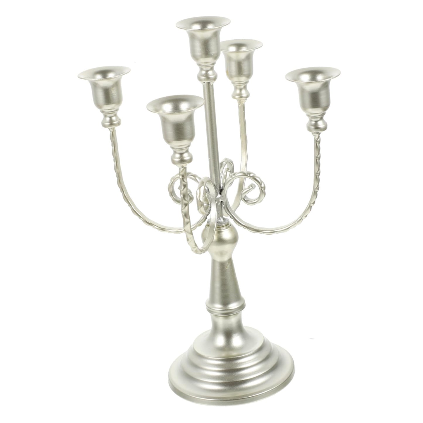 HAKIDZEL European Style Metal Candelabra Candle Stand Holder Vintage Retro Design Desktop Candlesticks for Wedding Anniversary Home Tabletop Ornament (Light Gold 5-Arm)