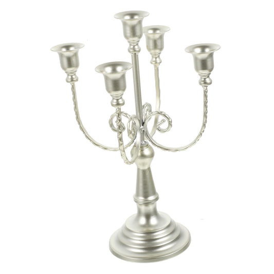 HAKIDZEL European Style Metal Candelabra Candle Stand Holder Vintage Retro Design Desktop Candlesticks for Wedding Anniversary Home Tabletop Ornament (Light Gold 5-Arm)