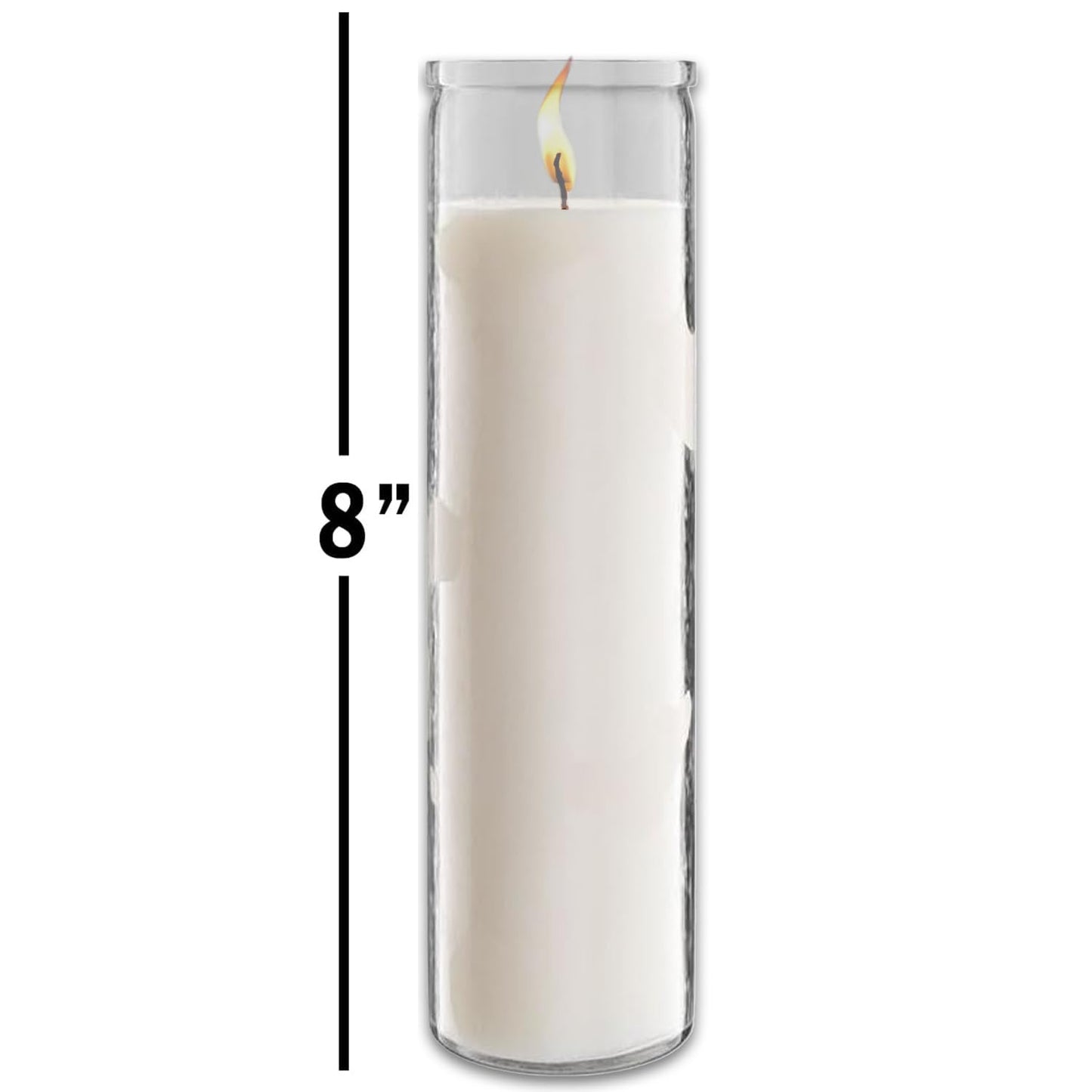 Generic White 8" Prayer Glass Candles - 12 Pack Devotional Candles for Vigils, Prayers, Blessings, Ceremonies | Bulk White Candles in Glass