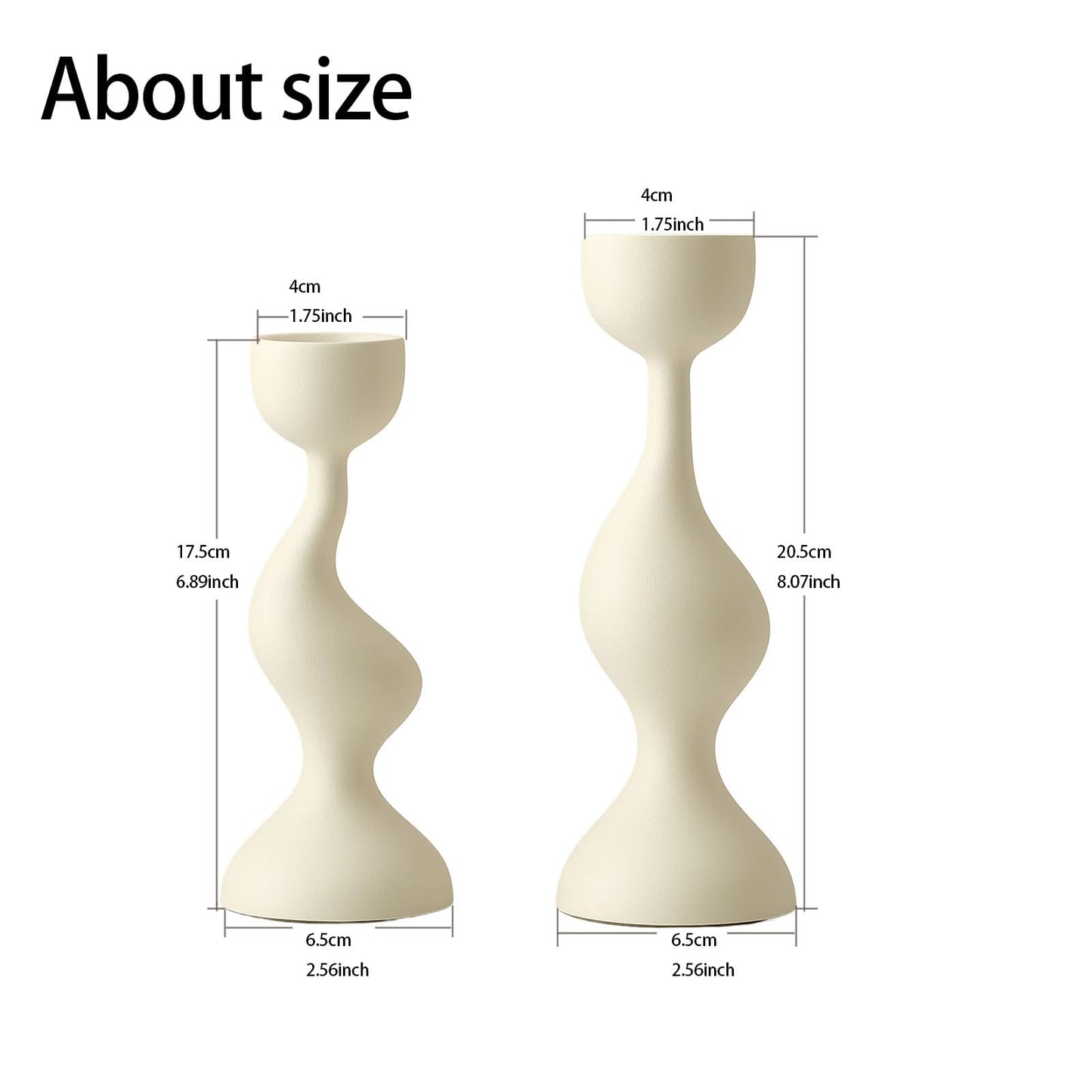 Smtyle Ivory Tapered Candlestick Holders Cast Aluminum Candle Stick Holders Set of 2 for Taper Candles,Home Decor, Dining Table or Mantel
