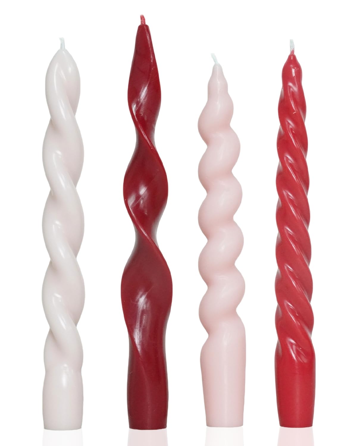 Red Spiral Taper Candles Short Candle Sticks Unscented Smokeless Twisted Candlesticks for Fall Decor Holiday Dinner Party Christmas Decorations-7.5inch-4pack