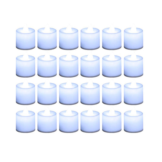 LANKER 24 Pack Flameless Led Tea Lights Candles, Steady Cool White Battery Operated Electronic Fake Candles, Decorations for Christmas, Halloween and Festival Celebration (White)