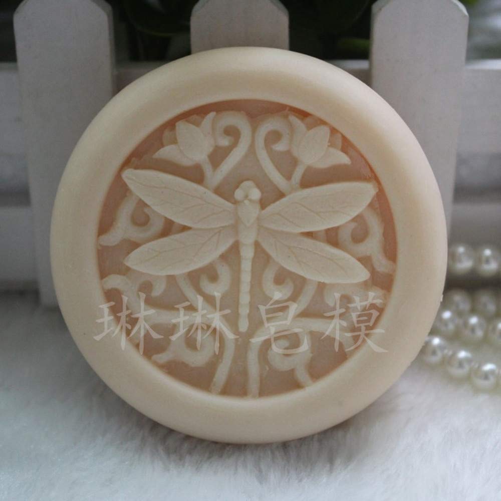 Round Dragonfly Silicone Soap Molds Soap Molds for Soap Making Silicon Molds for Soaps DIY Craft Handmade Soap Candle Plaster Resin Mould (11123)