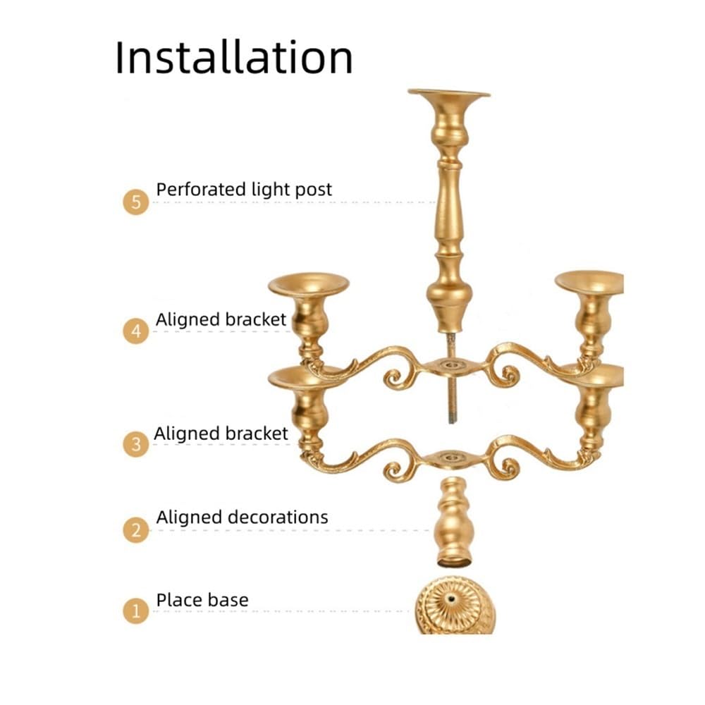 Metal Candelabra for Home Decor, 5-Candle Candle Holders, Gold Candlestick Holders, Tall Candelabras Use in Restaurant, Party and Wedding(Silver,Medium)