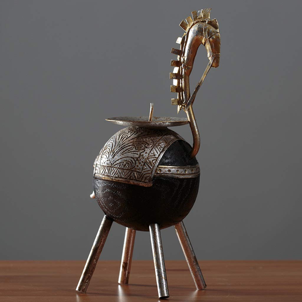 XILIN-1987 Candle Holderss Retro Candle Holder Home Soft Decoration Coffee Shop Bar War Horse Candlestick Decoration Decorative Candlestick